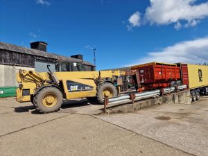 2 large grain trailers into 40ft container part 1.