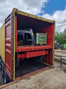 2 large grain trailers into 40ft container part 3.