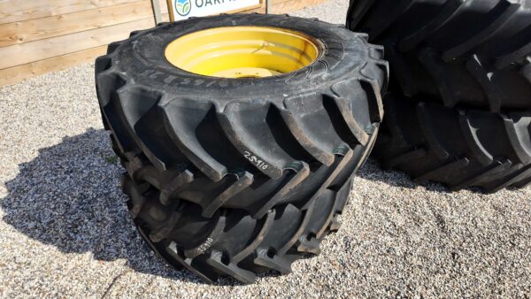 Pair of 540/65 R28 Mitas tyres on John Deere rims
